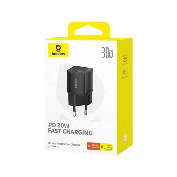 Мережевий зарядний пристрій Baseus GaN5S Fast Charger 1C 30W EU Cluster Black (P10162504113-00) 56967 фото