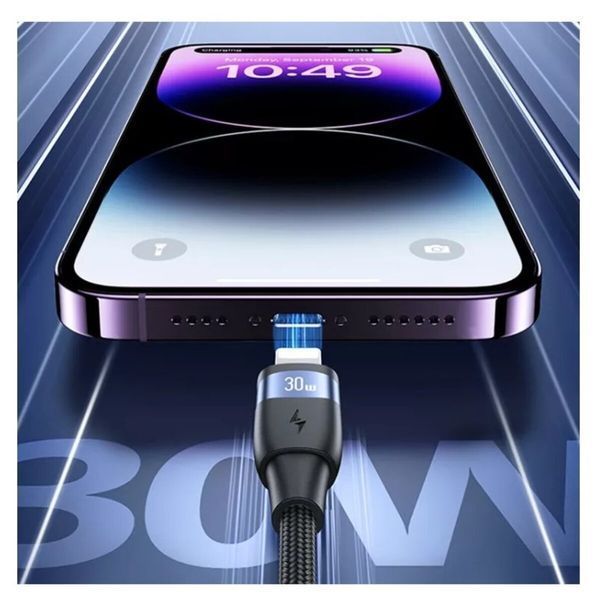 Кабель Usams US-SJ634 U85 Type-C To Lightning PD 30W Aluminum Alloy Fast Charging & Data Cable 1.2m black (SJ634USB01) 52373 фото