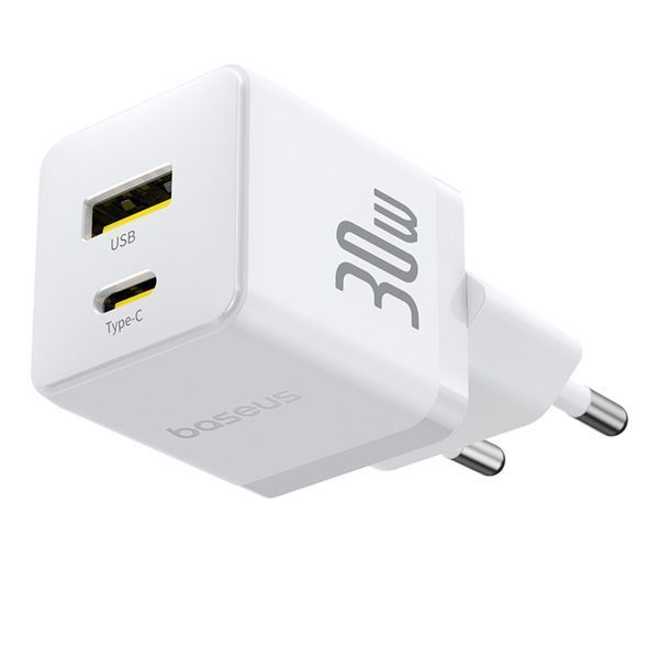 Мережевий зарядний пристрій Baseus Palm Fast Charger C+U 30W EU Moon White (P1011160A213-00) 57419 фото