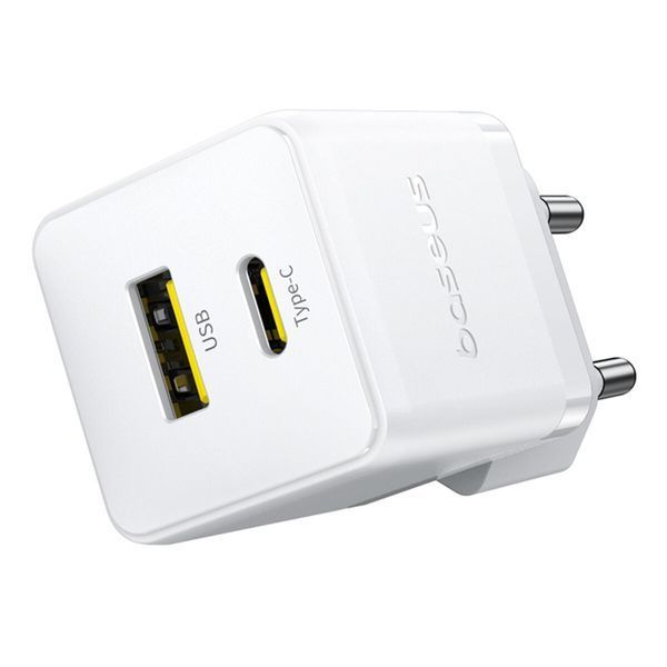 Мережевий зарядний пристрій Baseus Palm Fast Charger C+U 30W EU Moon White (P1011160A213-00) 57419 фото