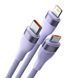 Кабель Baseus Flash Series Ⅱ One-for-three Fast Charging Data Cable USB to M+L+C 66W 1.2m Purple (CASS040005) 56886 фото 3