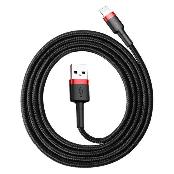 Кабель Baseus Cafule Cable USB For Lightning 2.4A 1m Red+Black (CALKLF-B19) 7557 фото