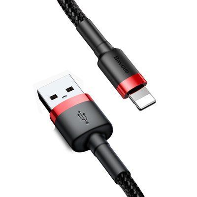 Кабель Baseus Cafule Cable USB For Lightning 2.4A 0.5m Red+Black (CALKLF-A19) 7552 фото