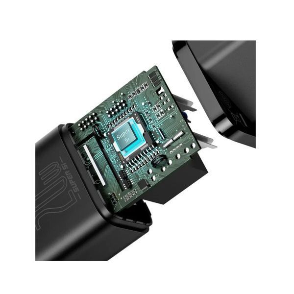 Мережевий зарядний пристрій Baseus Super Si 1C 20W With Simple Wisdom Data Cable Type-C/iP 1m Black (TZCCSUP-B01) 13385 фото
