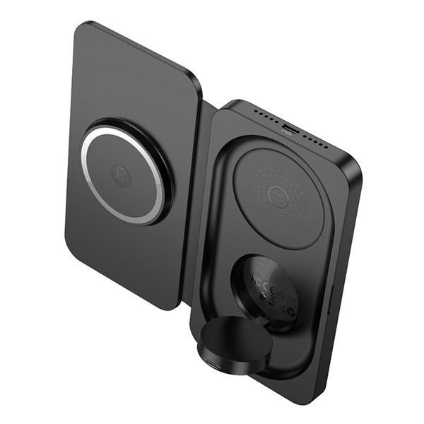 Бездротовий зарядний пристрій HOCO CQ13 Triumph 3-in-1 travel folding wireless fast charger Black (6942007635509) 57119 фото