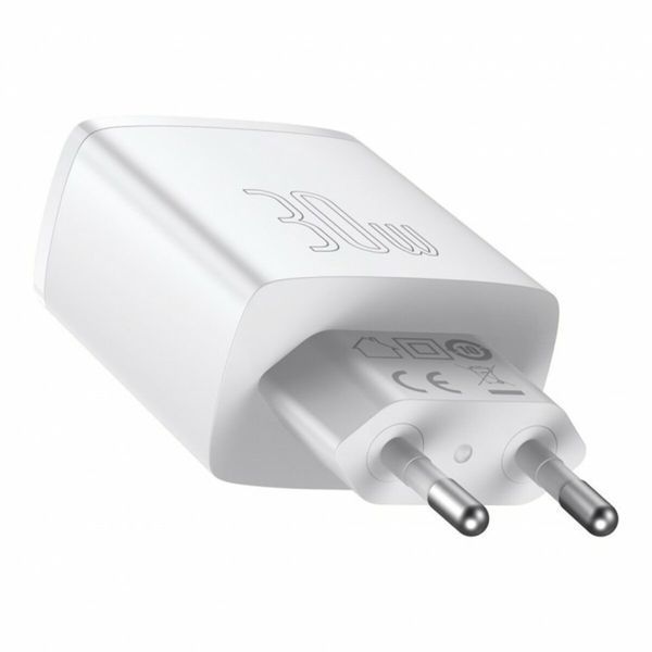 Мережевий зарядний пристрій Baseus Compact Quick Charger 2U+C 30W EU White (CCXJ-E02) 14951 фото
