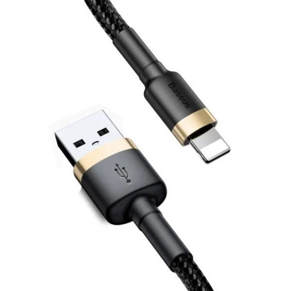 Кабель Baseus Cafule Cable USB For Lightning 2.4A 1m Gold+Black (CALKLF-BV1) 7559 фото