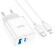 Мережевий зарядний пристрій HOCO C105A Stage dual port PD20W+QC3.0 charger set (C to iP)(EU) White (6931474782939) 57091 фото 5