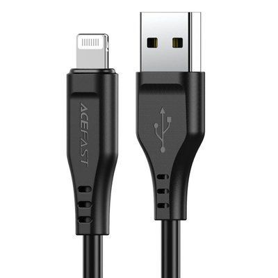 Кабель ACEFAST C3-02 USB to iP 2.4A, 1.2m, TPE, TPE connectors, Black (AFC3-02B) 14695 фото