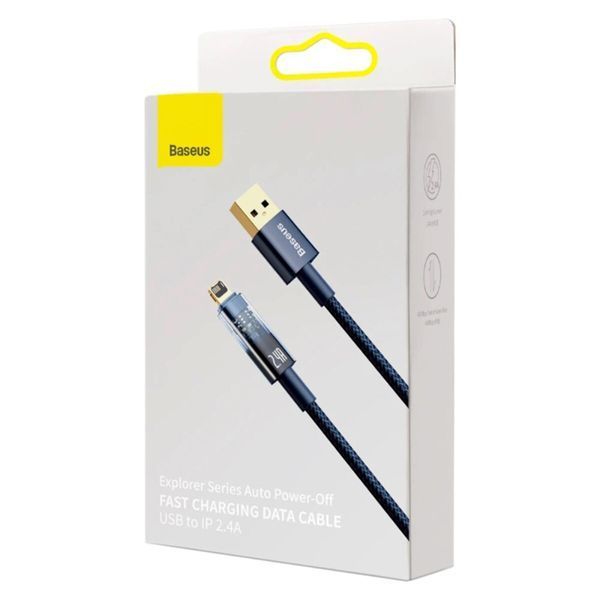 Кабель Baseus Explorer Series Auto Power-Off Fast Charging Data Cable USB to IP 2.4A 2m Blue (CATS000503) 56897 фото