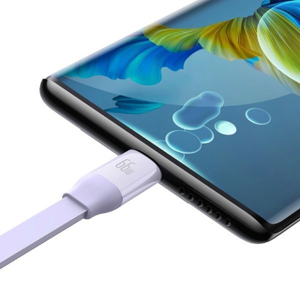 Кабель Baseus Bright Mirror 2 Series Retractable 3-in-1 Fast Charging Data Cable USB to M+L+C 66W 1.1m Purple (CAMJ010105) 56879 фото