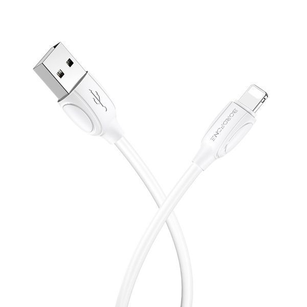 Кабель BOROFONE BX19 USB to iP 2.4A, 1m, PVC, TPE connectors, White (BX19LW) 12899 фото