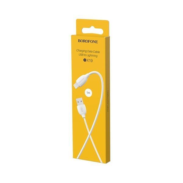 Кабель BOROFONE BX19 USB to iP 2.4A, 1m, PVC, TPE connectors, White (BX19LW) 12899 фото
