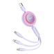 Кабель Baseus Bright Mirror 2 Series Retractable 3-in-1 Fast Charging Data Cable USB to M+L+C 66W 1.1m Purple (CAMJ010105) 56879 фото 3