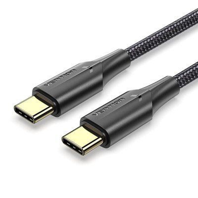 Кабель Vention Nylon Braided USB 2.0 C Male to C Male 3A Cable 2M Black LED Type (TAUBH) (TAUBH) 57358 фото