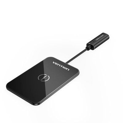 Бездротовий зарядний пристрій Vention Wireless Charger 15W Ultra-thin Mirrored Surface Type 0.05M Black (FGBBAG) 55878 фото
