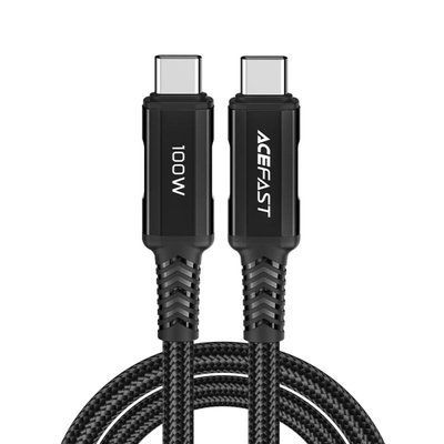 Кабель ACEFAST C4-03 Type-C to Type-C 5A, 100W, 2m, nylon, zinc connectors, Black (AFC4-03B) 14685 фото