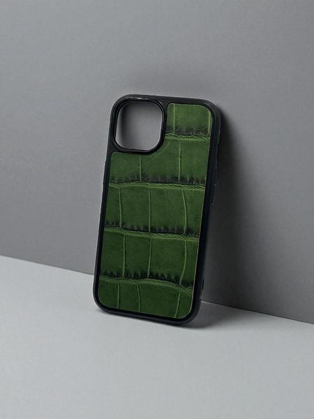 Чохол для iPhone з натуральної італійської шкіри (зелений) SO-004 фото