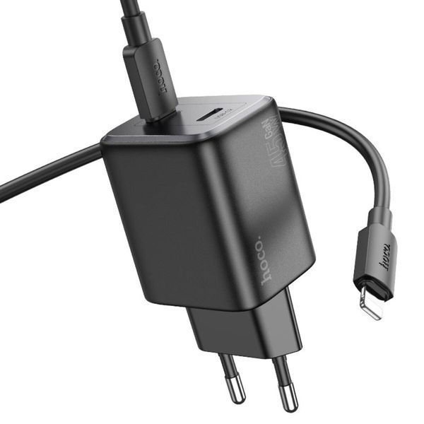 Мережевий зарядний пристрій HOCO N42 Elogiado dual-port PD45W(2C) charger set(C to iP) Black (6942007617109) 51482 фото