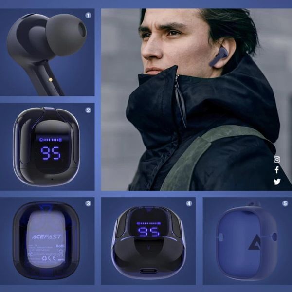 Бездротові навушники ACEFAST T6 True wireless stereo headset Sapphire Blue (AFT6SB) 15797 фото