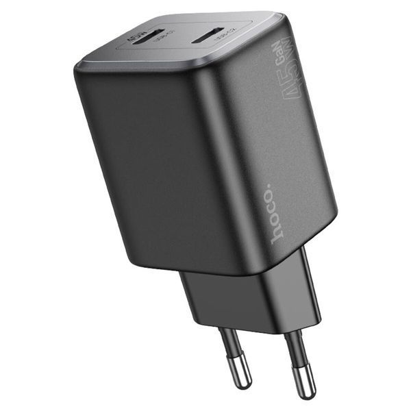 Мережевий зарядний пристрій HOCO N42 Elogiado dual-port PD45W(2C) charger set(C to iP) Black (6942007617109) 51482 фото