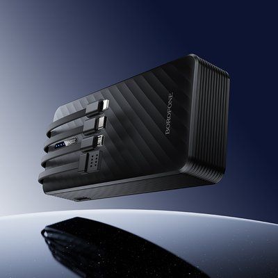 Зовнішній акумулятор BOROFONE BJ84A Smooth power bank with four cables(20000mAh) Black 36249 фото