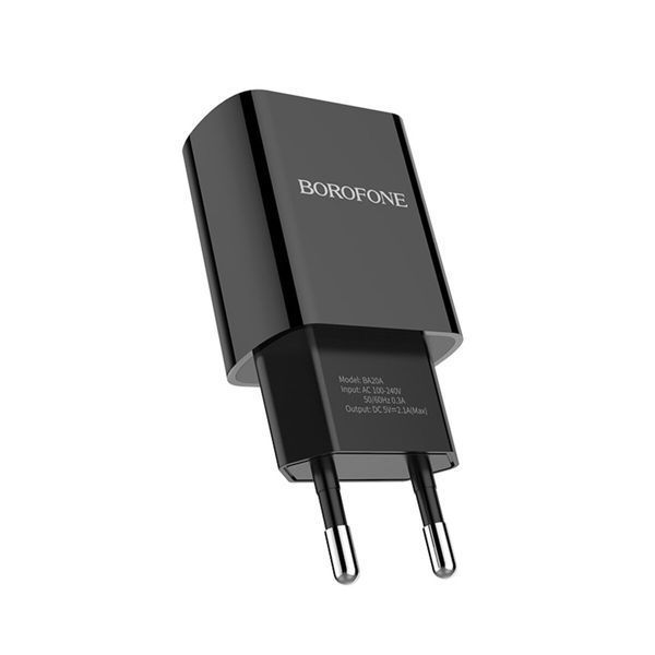 Мережевий зарядний пристрій BOROFONE BA20A Sharp single port charger 10.5W Black (BA20AB) 13277 фото