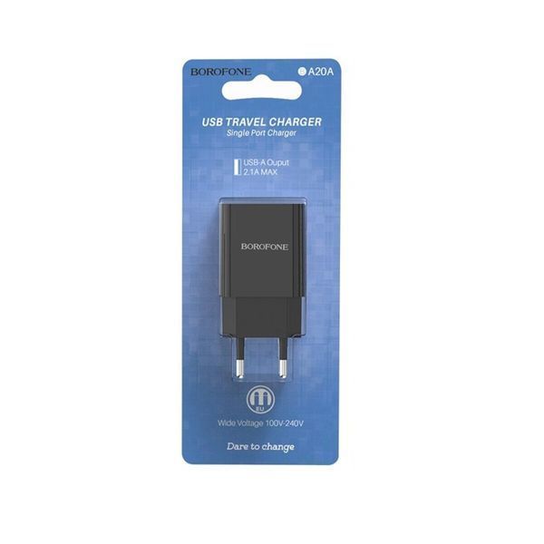 Мережевий зарядний пристрій BOROFONE BA20A Sharp single port charger 10.5W Black (BA20AB) 13277 фото