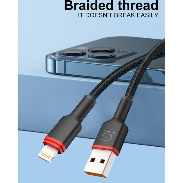 Кабель WUW-X203 USB Lightning 2,4А black (6972573336210) 52543 фото