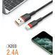 Кабель WUW-X203 USB Lightning 2,4А black (6972573336210) 52543 фото 4
