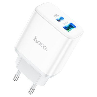 Мережевий зарядний пристрій HOCO C105A Stage dual port PD20W+QC3.0 charger White (6931474782946) 55682 фото