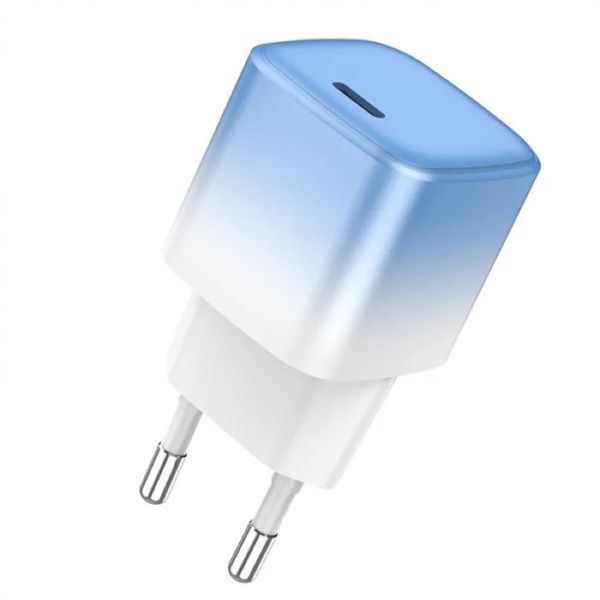 Мережевий зарядний пристрій HOCO C101A single port PD20W charger Ice Blue (6931474769374) 40239 фото