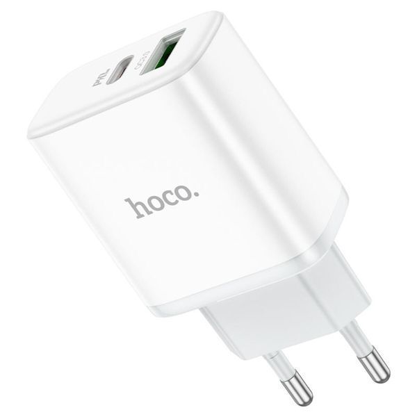 Мережевий зарядний пристрій HOCO C105A Stage dual port PD20W+QC3.0 charger White (6931474782946) 55682 фото