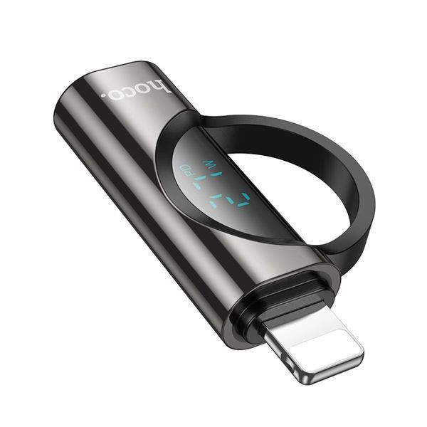 Адаптер HOCO UA32B iP male to C female display adapter Black (6942007633444) 55693 фото