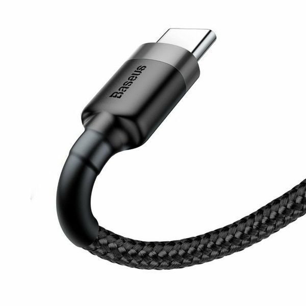 Кабель Baseus Cafule Cable USB For Type-C 3A 2m Gray+Black (CATKLF-CG1) 7712 фото