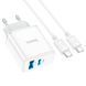 Мережевий зарядний пристрій HOCO C105A Stage dual port PD20W+QC3.0 charger set (Type-C to Type-C)(EU) White (6931474782922) 57092 фото 5