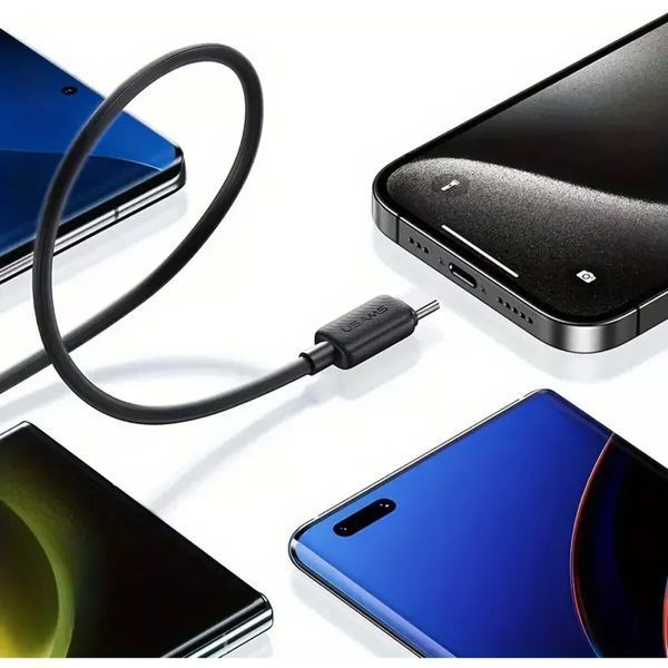 Кабель Usams US-SJ691 60W Striped Data Cable Type-C To Type-C-KY Series 1M black (SJ691USB01) 52364 фото