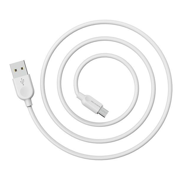 Кабель BOROFONE BX14 USB to Micro 2.4A, 3m, PVC, TPE connectors, White (BX14M3W) 14110 фото