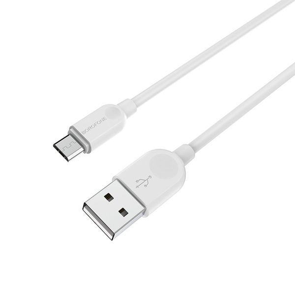 Кабель BOROFONE BX14 USB to Micro 2.4A, 3m, PVC, TPE connectors, White (BX14M3W) 14110 фото