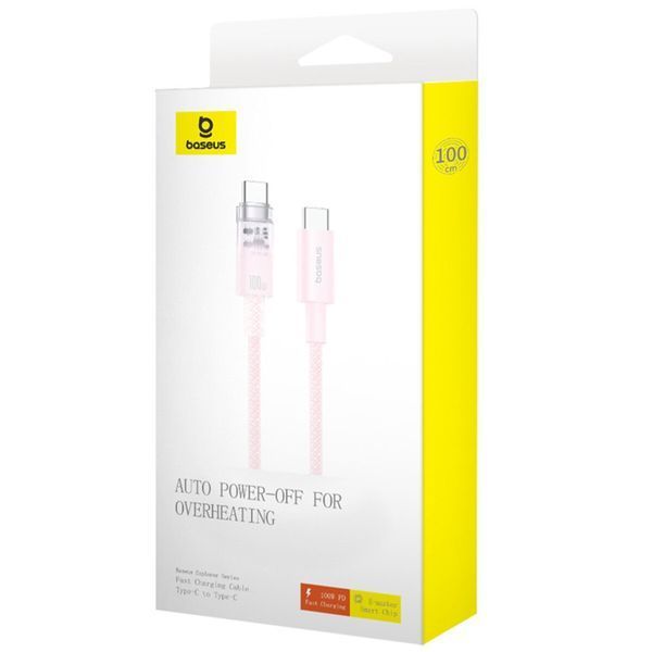 Кабель Baseus Explorer Series Fast Charging Cable with Smart Temperature Control Type-C to Type-C 100W 1m Baby Pink (P10319703411-00) 56915 фото