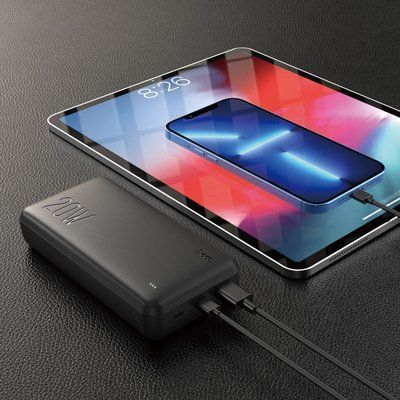 Зовнішній акумулятор HOCO J87A Tacker PD20W+QC3.0 power bank(20000mAh) Black 2201 фото