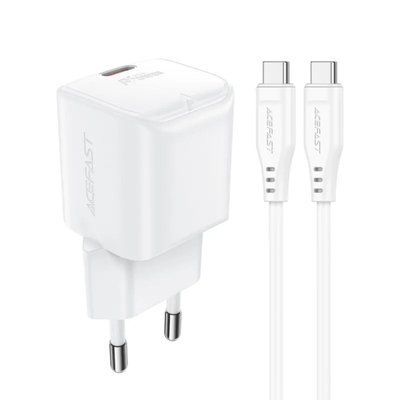 Мережевий зарядний пристрій ACEFAST A73 mini PD20W GaN single USB-C charger set (C3-03) White (6974316282655) 48509 фото
