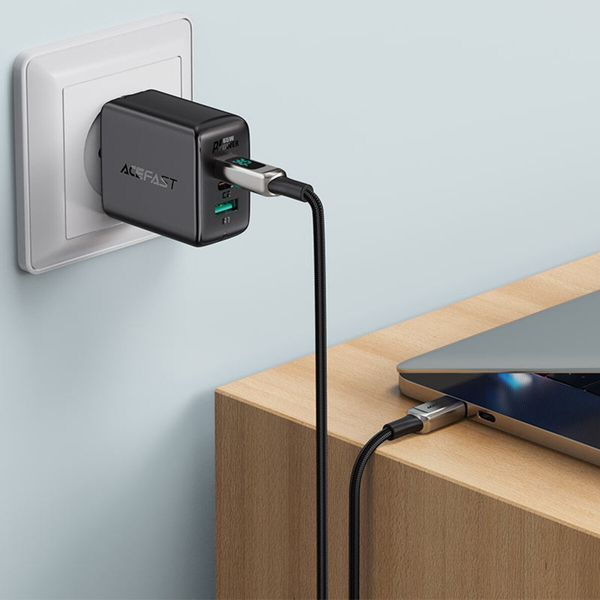 Кабель ACEFAST C6-01 Type-C to iP, 3A, 30W, 1.2m, nylon, zinc connectors, Black (AFC6-01B) 15789 фото