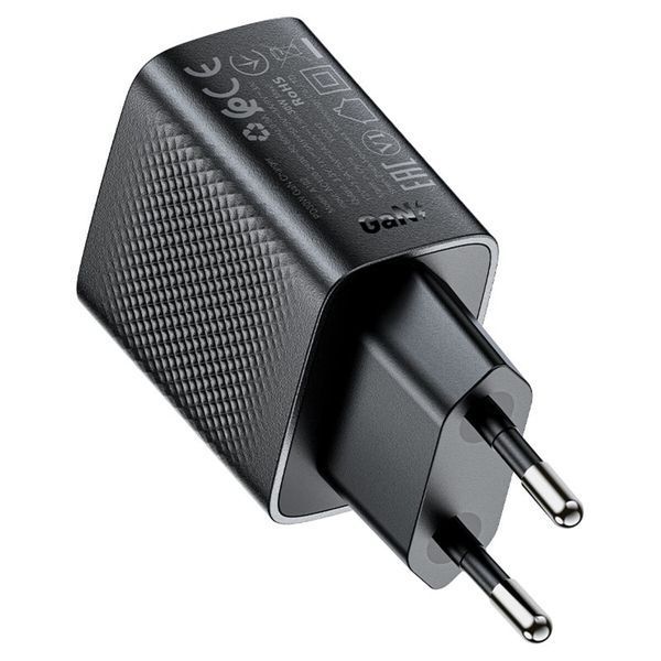 Мережевий зарядний пристрій ACEFAST A102 PD30W GaN single USB-C charger (EU) Black (6974316283287) 56574 фото