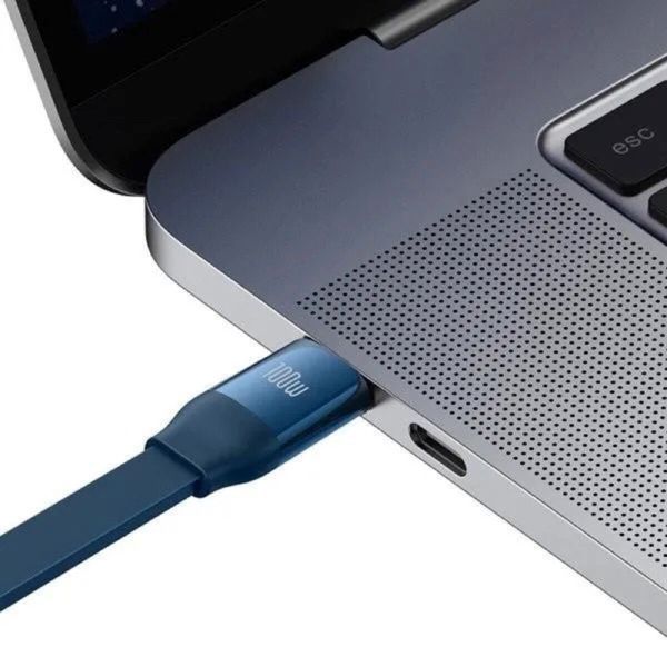 Кабель Baseus Bright Mirror 2 Series Retractable 3-in-1 Fast Charging Data Cable Type-C to M+L+C 100W 1.1m Blue (CAMJ010203) 40130 фото