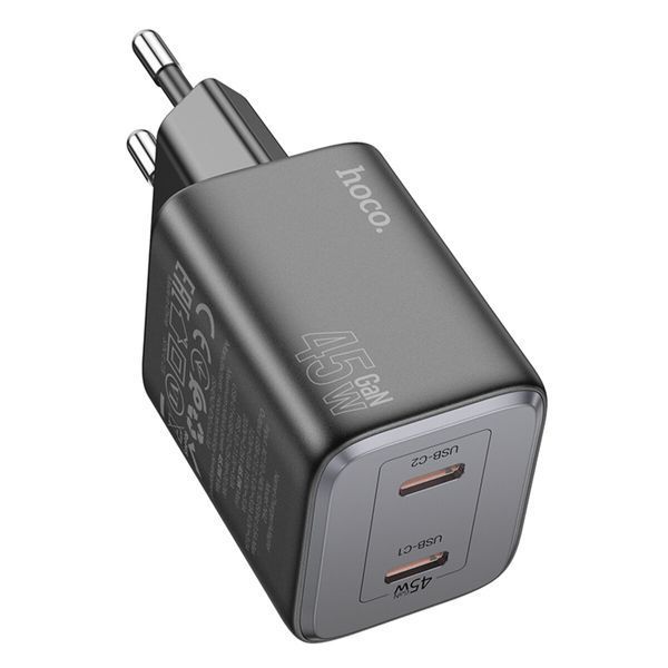 Мережевий зарядний пристрій HOCO N42 Elogiado dual-port PD45W(2C) charger Black (6942007617086) 49126 фото
