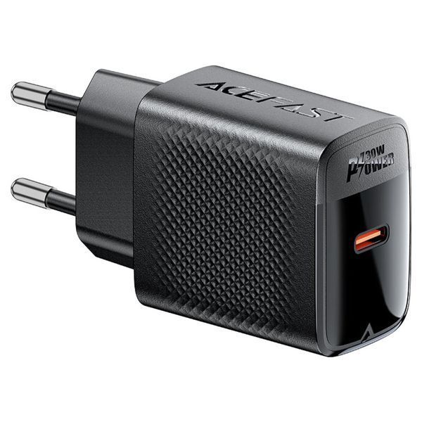 Мережевий зарядний пристрій ACEFAST A102 PD30W GaN single USB-C charger (EU) Black (6974316283287) 56574 фото