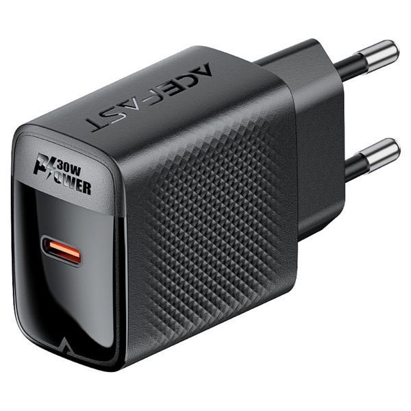 Мережевий зарядний пристрій ACEFAST A102 PD30W GaN single USB-C charger (EU) Black (6974316283287) 56574 фото