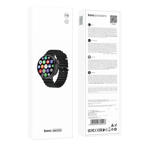 Смарт-годинник HOCO Y18 Smart sports watch(call version) Black (6942007605243) 49024 фото