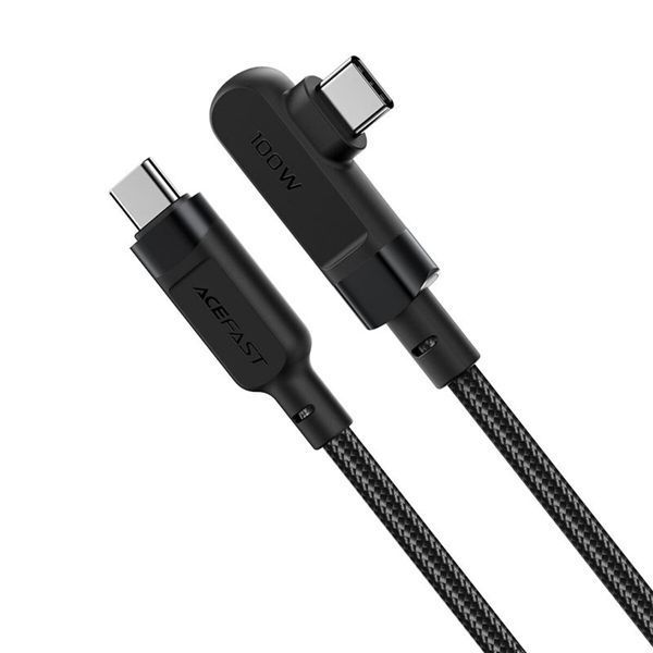 Кабель ACEFAST C5-03 Type-C to Type-C 5A, 100W, 2m, nylon, zinc connectors, Black (AFC5-03B) 14683 фото